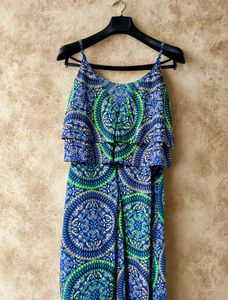 Blue & Green Printed Dress
