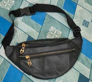 Black Leather Fanny Pack