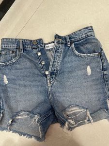 Zara Distressed Denim Shorts
