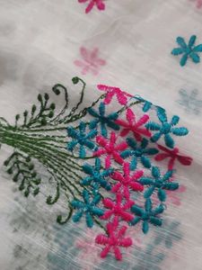 White Cotton  Linen Saree