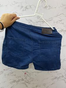 High Waist Deep Blue Denim Shorts