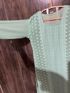 Mint Green Embroidered Kurti