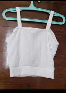 White Zip-Up Crop Top