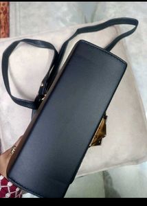 Black Croc Embossed Crossbody Bag