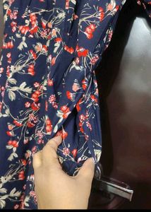 Navy Blue Jumpsuit Red Floral Print For 38 Bust