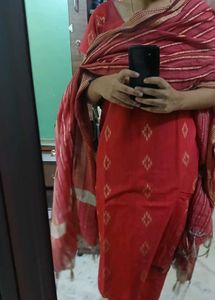 Red Kurta Set & Dupatta Margin Upto 44