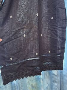 Pakistani heavy embroidered black kurta &amp; dupatta