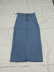 Zara Blue Denim Slit  Skirt