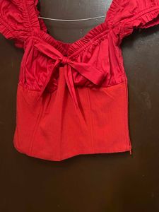 Red Off-Shoulder Corset Top