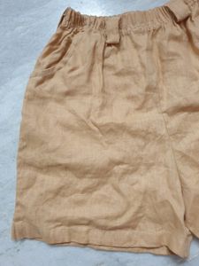 Khaki Casual Cotton Shorts With Belt