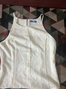 White Zipper Back Tank