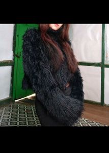 fur black crop Jacket