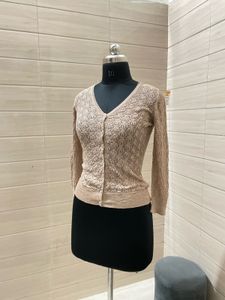 Vinatge Beige Knit Cardigan