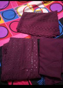 Beautiful Purple 💜 sequence Embroidery Suit