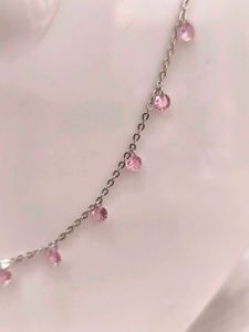Pink Accent Layered Necklace 925 Sterling Silver