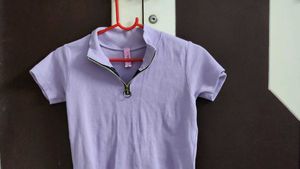 Cute Lilac Zip-Up Crop Top