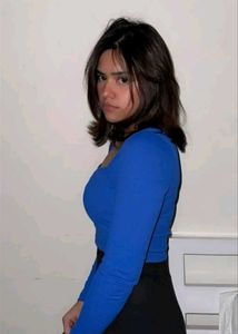 Blue Square Neck Top