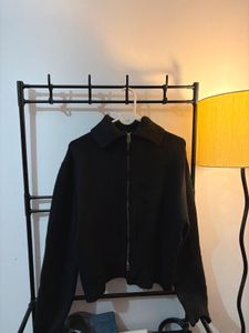 Stylish Black Knit Zip-Up Jacket