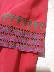 Red Cotton Silk Kurta