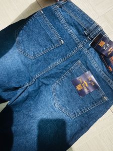Dark Blue Flared Denim Jeans