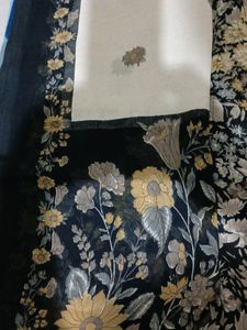 Black Floral Print Salwar Suit Dupatta