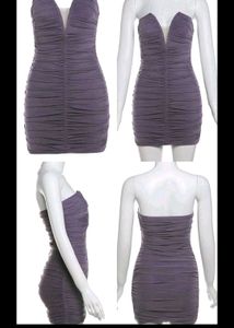Purple Ruched Bodycon mini Dress