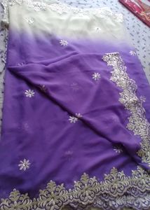 Purple Ombre Embroidered Saree