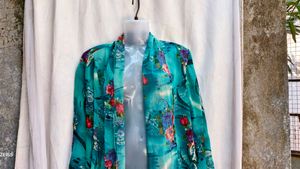 1981. Floral Print Sheer Cardigan
