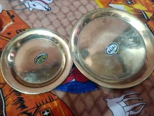 Combi Of Brass Plates ,Bowl And Glass
