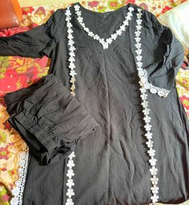 Pakistani Lace Black Kurta Pant Set