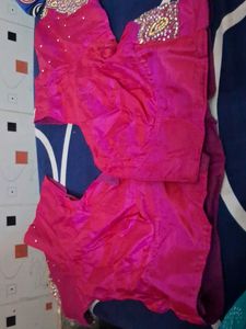 It Is Shimmer Rani Pink Double Shade Work Saree