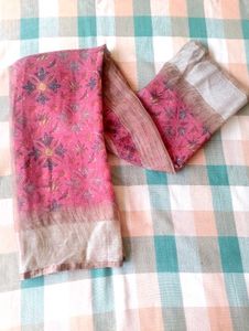 Elegant Pink Floral Saree