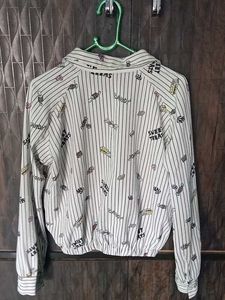 Striped Candy Print Crop Shirt