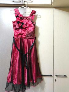 Kids Pink Gown With Net