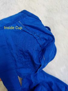 Non-padded blue cotton bra