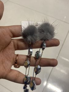 New Grey Furry Earrings