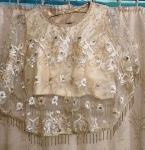 Beautiful Backless Golden Blouse With Pochu