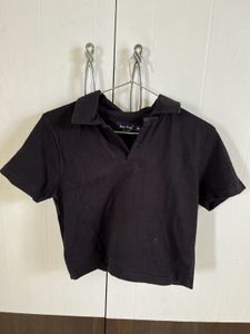 Black Polo Crop T-shirt