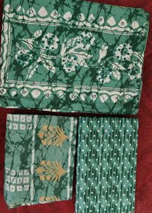 Green Batik Fabric Pieces