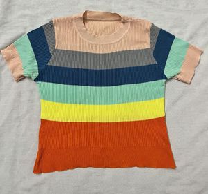 Rainbow Crop Top (stretchable,Trendy)