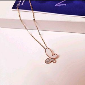 Rose gold Dainty Butterfly Pendant necklace