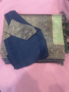 BLUE GREEN WEAVING SAREE