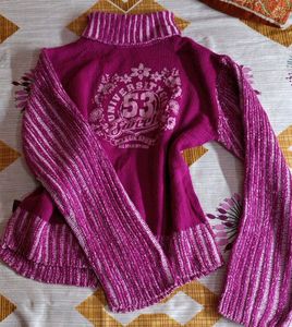 Turtle Neck Purple Sweater