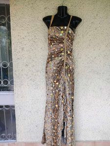 Elegant Yellow Spaghetti Maxi Dress