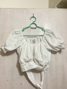 White Korean Off shoulder Top With Back Style