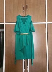 Emerald Green Cold Shoulder Dress