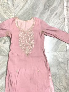 Embroidered Pink Kurti