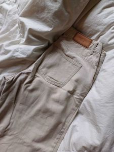 Beige Straight Cotton Pants
