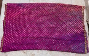 Leheriya Saree with Golden Embellished Border