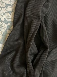 Black Textured Knit Shorts